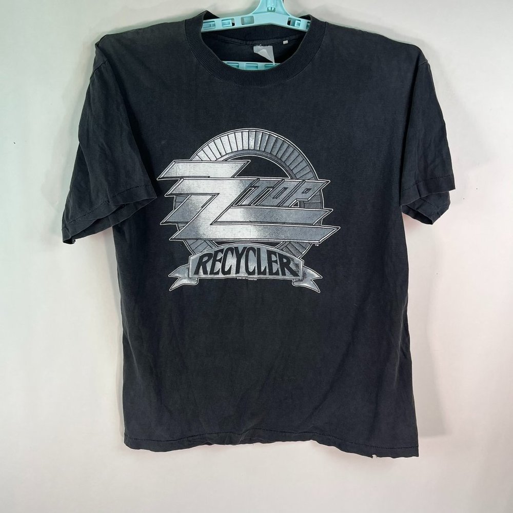 ZZ Top Recycler 1990 Vintage S Stitch Tour Graphic Print Black T-Shirt Size XL